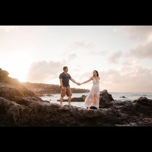 White Lace Maxi Wedding Dress/Engagement Dress